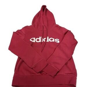 Adidas Women Burgundy Classic Logo Hoodie Pullover Sweatshirt‎ XS
